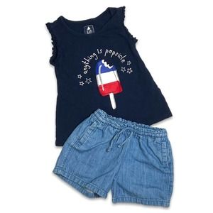 Mixed Set Girls 4T Summer Fourth of July Outfit Patriotic - Gap, Old Navy